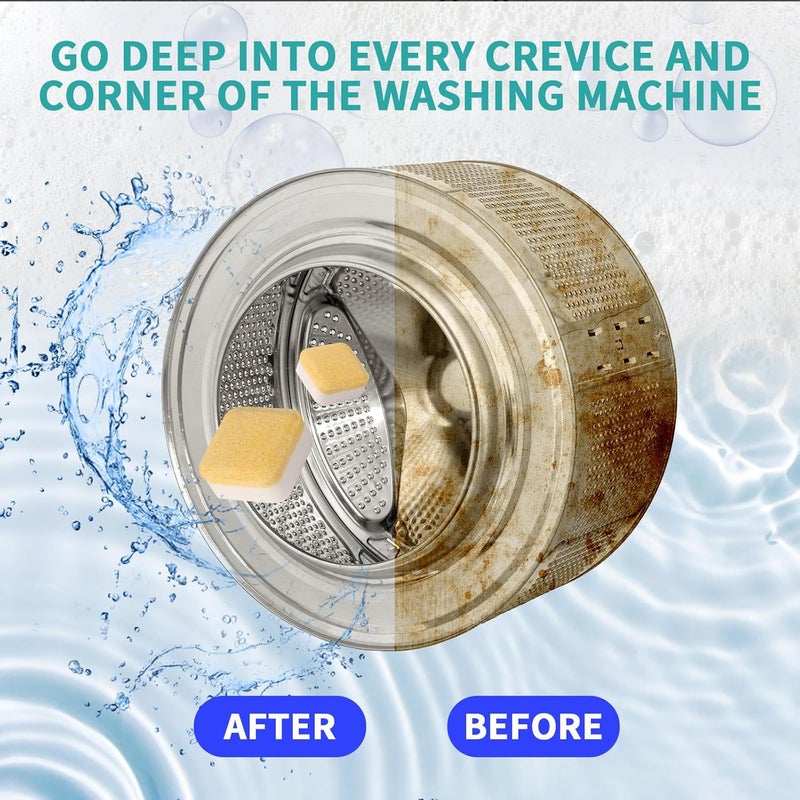 Anmoro Washing Machine Cleaner Tablets,24 Pack Deep Cleaning Tablets for HE,Front & Top Load Washers - Eliminates Odor-Causing Buildup,Debris from the Drum,and Pet Hair,Septic Safe - 1 Year Supply - Image 3